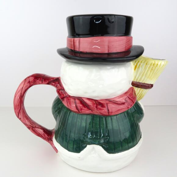 Vintage Rosegarden Dolomite Ceramic Snowman Teapot Pitcher 9" Christmas Decor - Picture 4 of 15